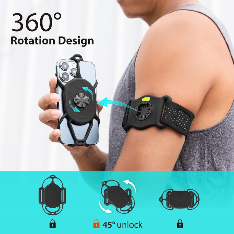 BONE COLLECTION Bone Run Tie Connect Kit 2, Running Cell Phone Holder, Detachable & 360° Rotatable Sport Armband, Skin-Friendly Silicone Workout Phone Carrier Compatible with Most Smartphones (Connection Kit) - Image 2